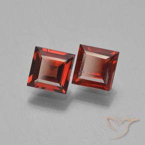 Pedras preciosas de Granada Piropo groselha vermelha natural de 1.55 ct, Quadrado, VS