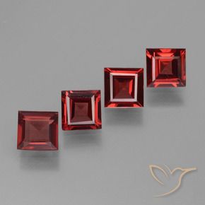 Pedras preciosas de Granada Piropo Vermelho Sangue Profundo natural de 2.52 ct, Quadrado, VS