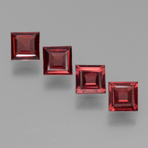 Pedras preciosas de granada piropo vermelho natural de 2,53 ct, quadrado, VS