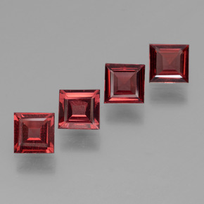 Pedras preciosas de granada piropo vermelho natural de 2,53 ct, quadrado, VS