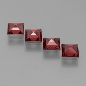 Pedras preciosas de granada piropo vermelho natural de 2,53 ct, quadrado, VS