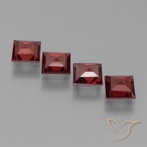 Pedras preciosas de Granada Piropo Vermelho Sangue Profundo natural de 2.52 ct, Quadrado, VS