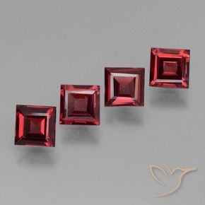 Pedras preciosas de Granada Piropo Vermelho escuro natural de 2.53 ct, Quadrado, VS