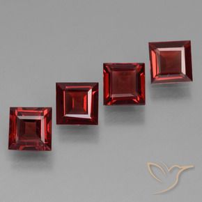 Pedras preciosas de Granada Piropo Vermelho Sangue Profundo natural de 2.46 ct, Quadrado, VS