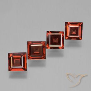 Pedras preciosas de Granada Piropo Vermelho escarlate natural de 2.87 ct, Quadrado, VS