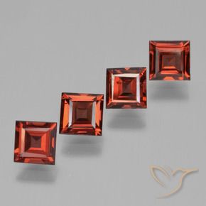 Pedras preciosas de Granada Piropo vermelho médio natural de 2.99 ct, Quadrado, VS