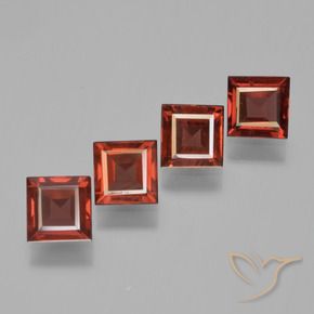 Pedras preciosas de Granada Piropo vermelho médio natural de 2.61 ct, Quadrado, VS
