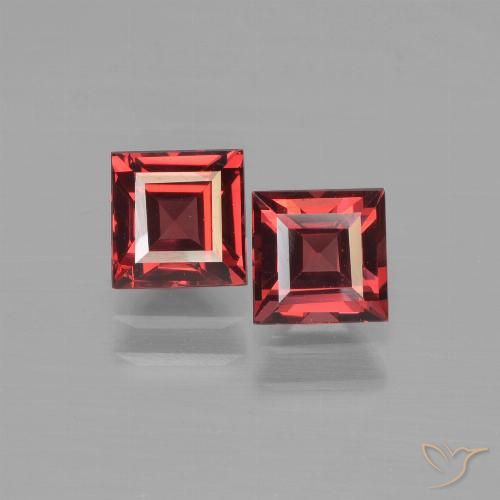 Pedras preciosas de granada piropo vermelho natural de 1,80 ct, quadrado, VS
