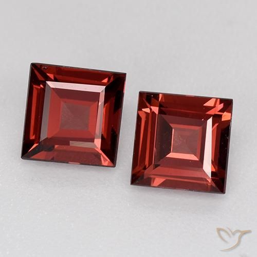 Pedras preciosas de Granada Piropo Vermelho escuro natural de 1.39 ct, Quadrado, VS
