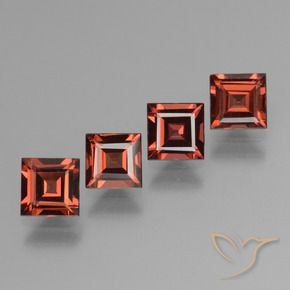 Pedras preciosas de Granada Piropo Vermelho escuro natural de 2.98 ct, Quadrado, VS