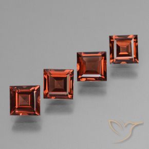 Pedras preciosas de Granada Piropo Vermelho escarlate natural de 3.25 ct, Quadrado, VS