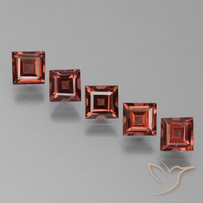 Pedras preciosas de Granada Piropo Tijolo vermelho natural de 2.86 ct, Quadrado, VS