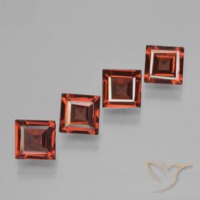 Pedras preciosas de Granada Piropo vermelho médio natural de 2.45 ct, Quadrado, VS