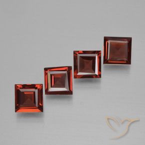 Pedras preciosas de Granada Piropo vermelho médio natural de 2.59 ct, Quadrado, VS