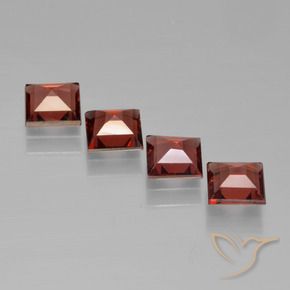 Pedras preciosas de Granada Piropo vermelho médio natural de 2.59 ct, Quadrado, VS