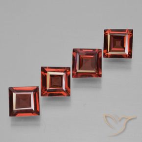 Pedras preciosas de Granada Piropo vermelho médio natural de 2.53 ct, Quadrado, VS