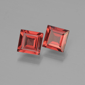 Pedras preciosas de granada piropo vermelho natural de 1,29 ct, quadrado, VS