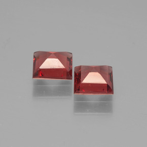 Pedras preciosas de granada piropo vermelho natural de 1,29 ct, quadrado, VS