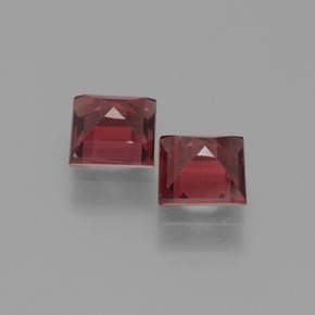 Pedras preciosas de Granada Piropo Vermelho escuro natural de 1.66 ct, Quadrado, VVS-VS