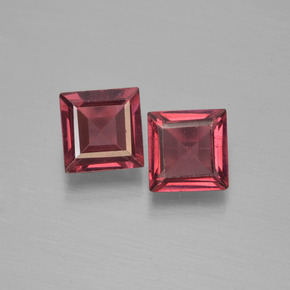 Pedras preciosas de granada piropo vermelho natural de 1,42 ct, quadrado, VVS