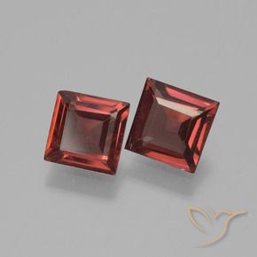 Pedras preciosas de Granada Piropo vermelho médio natural de 1.31 ct, Quadrado, VVS-VS