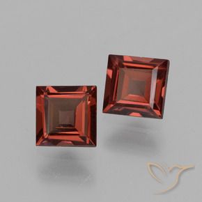 Pedras preciosas de Granada Piropo Vermelho escuro natural de 1.55 ct, Quadrado, VVS-VS