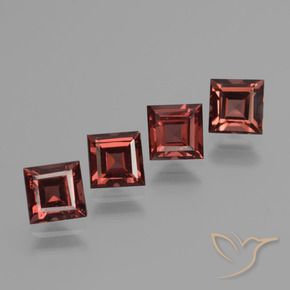 Pedras preciosas de Granada Piropo Vermelho médio-escuro natural de 3.28 ct, Quadrado, VS