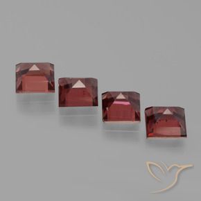 Pedras preciosas de Granada Piropo Vermelho médio-escuro natural de 3.28 ct, Quadrado, VS