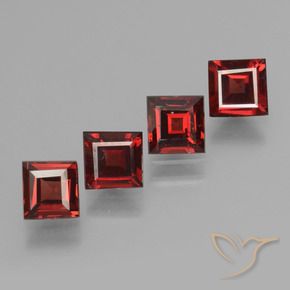 Pedras preciosas de Granada Piropo Vermelho Sangue Profundo natural de 2.35 ct, Quadrado, VS