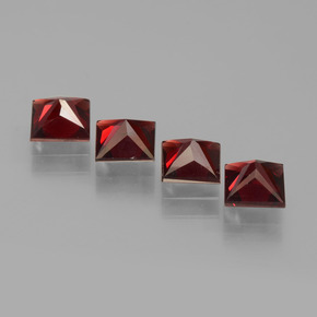Pedras preciosas de Granada Piropo Vermelho Sangue Profundo natural de 2.99 ct, Quadrado, VVS-VS