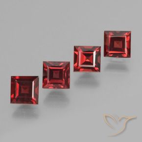 Pedras preciosas de Granada Piropo Vermelho escuro natural de 3.22 ct, Quadrado, VS
