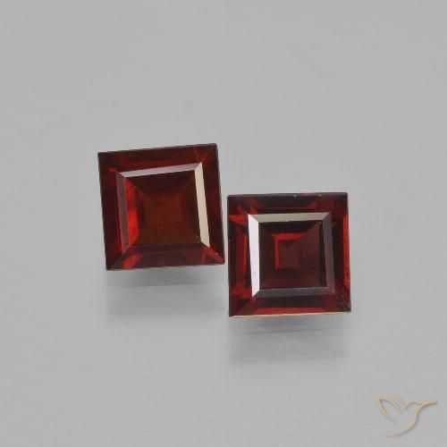 Pedras preciosas de granada piropo vermelho natural de 1,55 ct, quadrado, VS