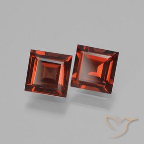 Pedras preciosas de Granada Piropo Vermelho Sangue Profundo natural de 1.43 ct, Quadrado, VVS-VS