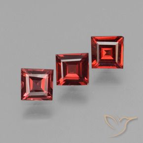 Pedras preciosas de Granada Piropo Vermelho escuro natural de 1.73 ct, Quadrado, VS