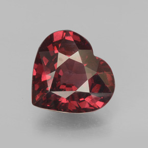 Granada piropo vermelho natural 3,25ct, formato de coração, VS