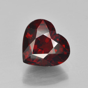Granada piropo vermelho natural 3,35ct, formato de coração, VVS-VS