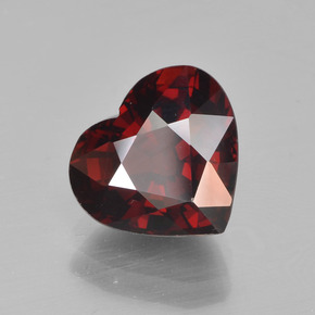 Granada piropo vermelho natural 3,35ct, formato de coração, VVS-VS