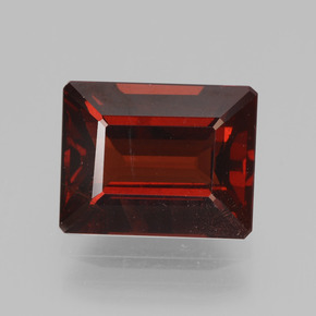 Granada piropo vermelho natural 4,18ct, corte esmeralda, VS