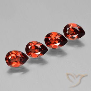 Pedras preciosas de Granada Piropo groselha vermelha natural de 3.34 ct, Formato de pêra, VS