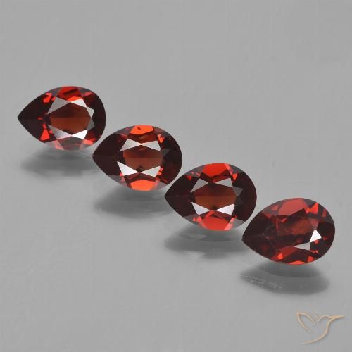 Pedras preciosas de granada piropo vermelho natural de 3,31 ct, formato de pêra, VVS-VS