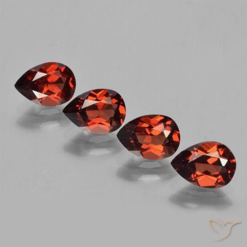 Pedras preciosas de granada piropo vermelho natural de 3,53 ct, formato de pêra, VVS-VS
