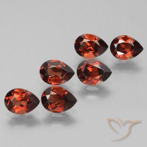 Pedras preciosas de Granada Piropo groselha vermelha natural de 5.47 ct, Formato de pêra, VVS-VS