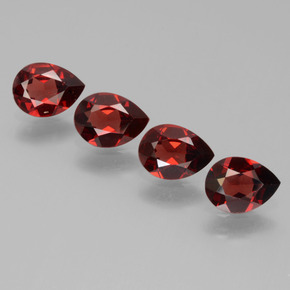 Pedras preciosas de granada piropo vermelho natural de 3,09 ct, formato de pêra, VVS-VS