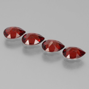 Pedras preciosas de granada piropo vermelho natural de 3,09 ct, formato de pêra, VVS-VS