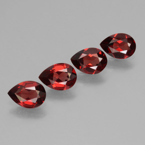 Pedras preciosas de granada piropo vermelho natural de 2,86 ct, formato de pêra, VVS-VS