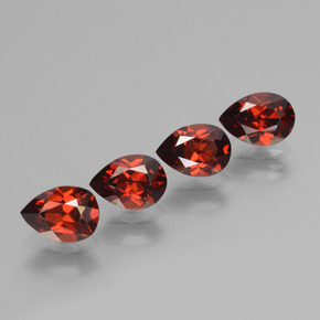 Pedras preciosas de granada piropo vermelho natural de 3,76 ct, formato de pêra, VVS-VS