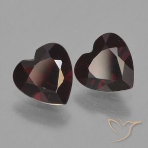 Pedras preciosas de Granada Piropo Vermelho escuro natural de 1.49 ct, Coração, VVS-VS
