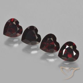 Pedras preciosas de Granada Piropo Vermelho escuro natural de 3.82 ct, Coração, VVS-VS