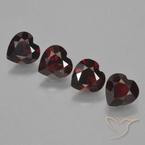 Pedras preciosas de Granada Piropo vermelho escuro natural de 2.91 ct, Coração, VVS-VS