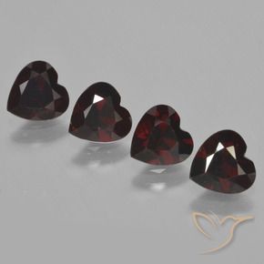Pedras preciosas de Granada Piropo vermelho escuro natural de 3.24 ct, Coração, VS